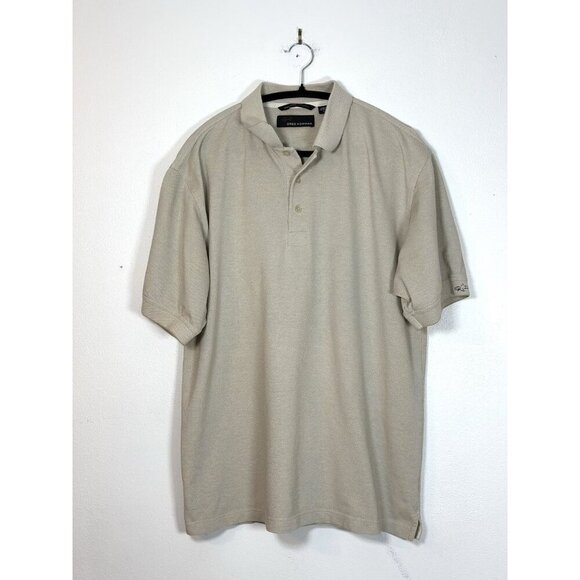 Greg Norman Polo Shirt Mens Size Large Short Sleeve Beige L Golf‎ Shark Cotton - Picture 1 of 8
